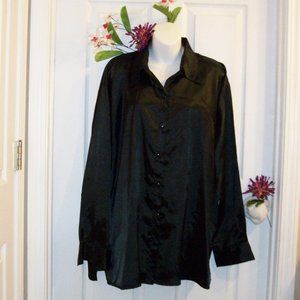 Fleurs by Elegant Additions 2X Silky Black Shirt